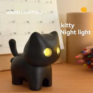 Black cat night light, kitten keychain, novel and cute decorative gift, Funny Black Cat LED Light Keychain, Cute Light-Up Cat Pendant Gift for Cat Lovers