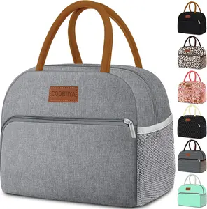 Lunch Bag Lunch Box for Women Men,Small Leak-proof Cute Lunch Tote Large Capacity Reusable Insulated Cooler Lunch Container for Work/Office/Picnic/Beach，Grey