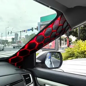Jdm Car Interior a Column Decal Sticker, Car Accessories, Magma Geometric Hexagon Pattern, Self-Adhesive Elastic Backing, Universal Fit, Upgrade & Renovation