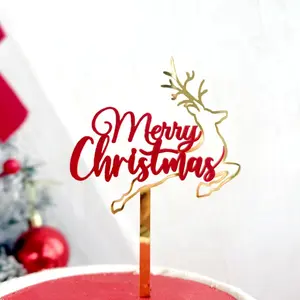 1/3/5 Pcs New Happy Christmas Acrylic Cake Toppers Christmas Party Supplies Cake Decoration Inserts Christmas Party Gift 2025