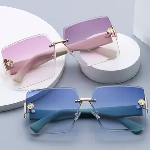 Eye Glasses - Gradient Blue or Purple Frameless Design, Lightweight and Compact, Durable Eyewear for Everyday Use