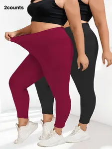 【Plus Size】 Solid High Waist Leggings, Effortless Classic Leggings, Casual Comfy High Stretch Skinny Pants for Daily Wear, Women's Bottoms for All Seasons