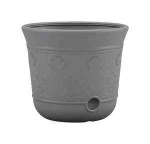 Suncast Resin Outdoor-Ready Decorative Free-Standing Hose Pot - 300 ft. Capacity, Gray (Model 7604168)