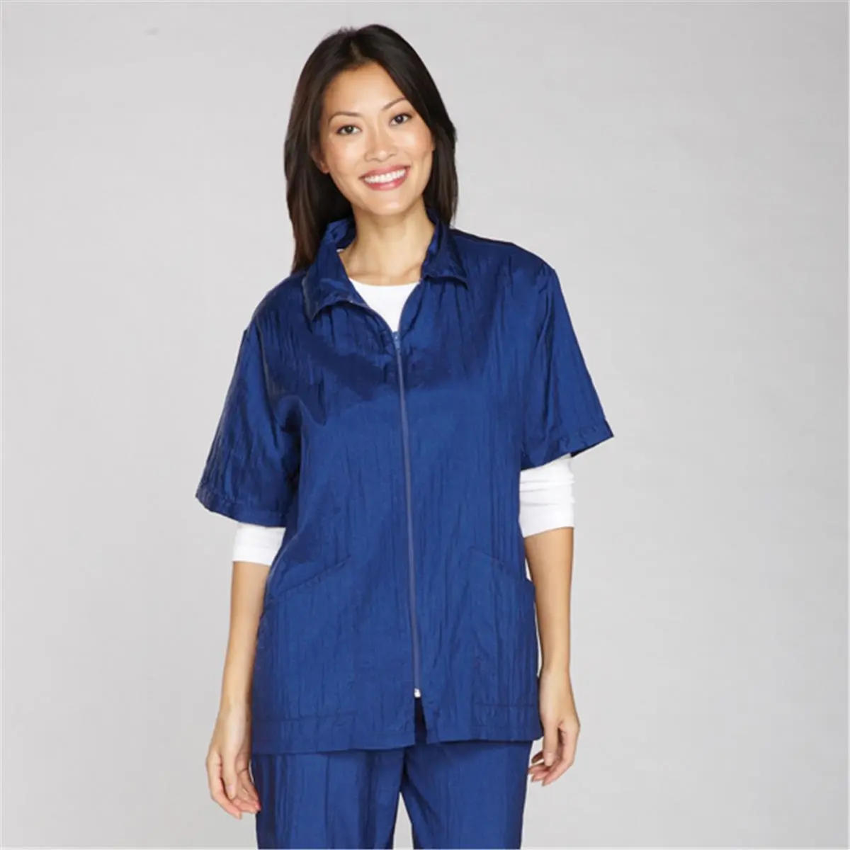 212 MAIN Women's Nylon Grooming Workwear Uniform Jacket - TP136 14-94 Top Performance, Small Violet, Elbow-Length, Front Zipper, Pockets
