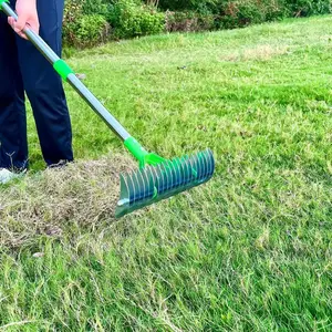 Thatch Rake Heavy Duty Dethatcher Rake Versatile Grass Grooming Rake Lawn Steel Metal Rakes for Lawns Grass Cleaning Yard Garden