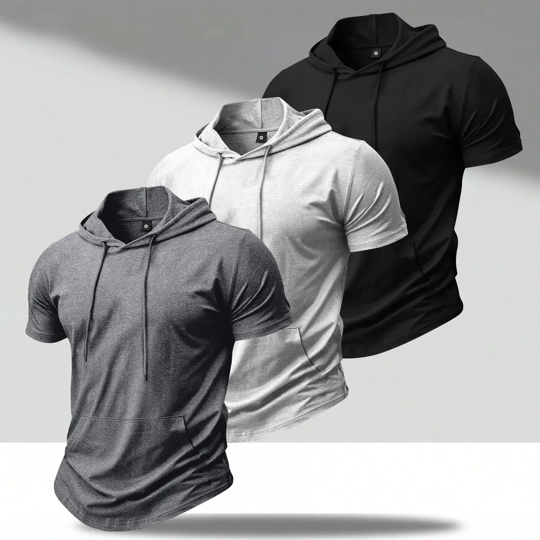 3-Pack Men’s Lightweight Summer Hooded Short-Sleeve T-Shirt - Trendy Streetwear Hoodie Tops for Everyday Wear, Casual Outings, Vacations, Sports & Trips; Perfect Birthday Gift for Boyfriend, Husband; Great for Fishing, Basketball, Camping, Gym, Workouts