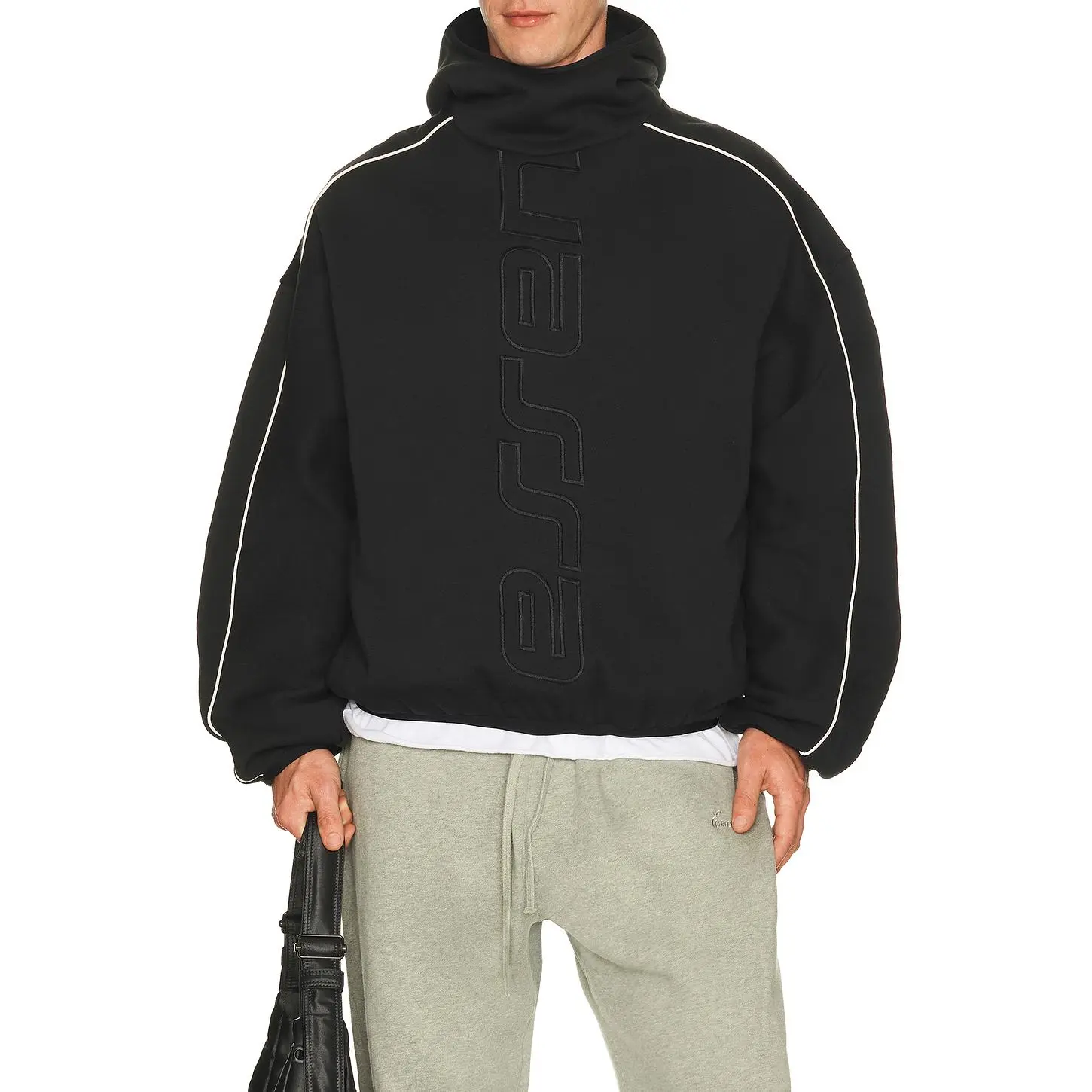 Fear of God ESSENTIALS Active Trace Modern Fleece Hoodie in Vintage Black Fear of God ESSENTIALS Active Trace Modern Fleece Hoodie in Vintage Black