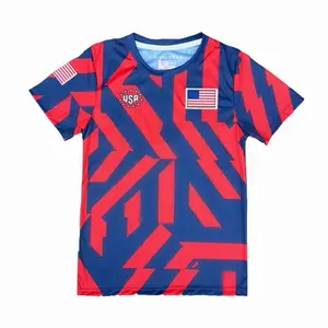 USA Soccer Jersey Red & Blue Color with USA & Flag Design Unisex Comfortable Fit for Fans.