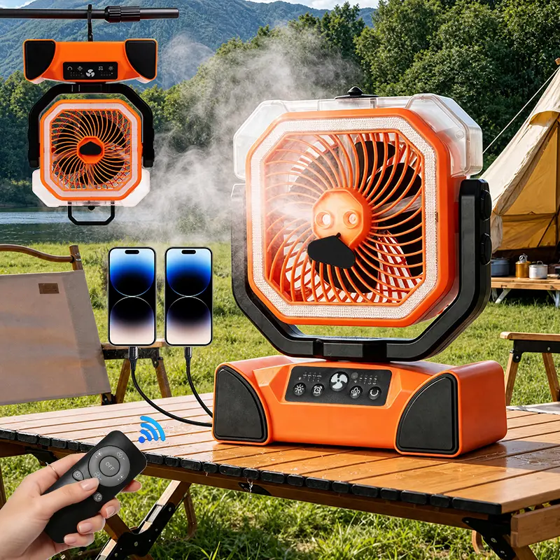 Qawtor Outdoor Camping Emergency Fan, 2026 Upgraded 18000mAh Rechargeable Portable Fan with LED Light, 360° Rotatable Hook, Lightweight Camping Fan for Tent, Travel, Picnic & Power Outages | Deals For You Days