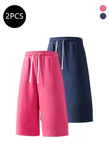 2-pack men’s summer athletic shorts—breathable seven-eighths shorts for running, workouts, fitness, and everyday casual wear.