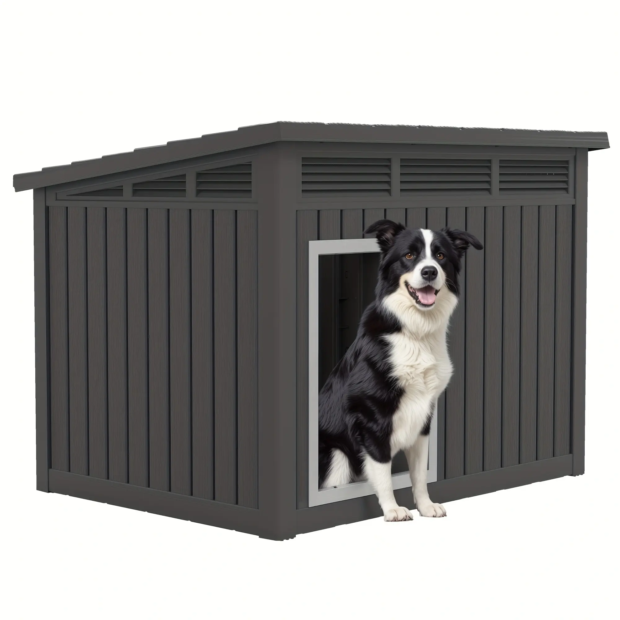 Bifanuo Dog House - Gray Color, Rectangular Shape, with Door, Ideal for Dogs, Durable and Weather-Resistant Design