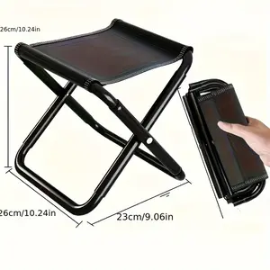 Travel Essentials] Ultra-Light Portable Folding Chair - Stainless Steel, Black, Compact & Durable for Outdoor Adventures, Camping, Poolside