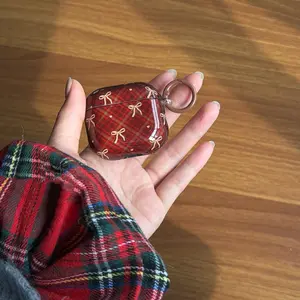 Protective Case Compatible AirPods Series, Translucent Diamond Bow Design, Fits AirPods 1-4 & Pro Models, Secure Fit