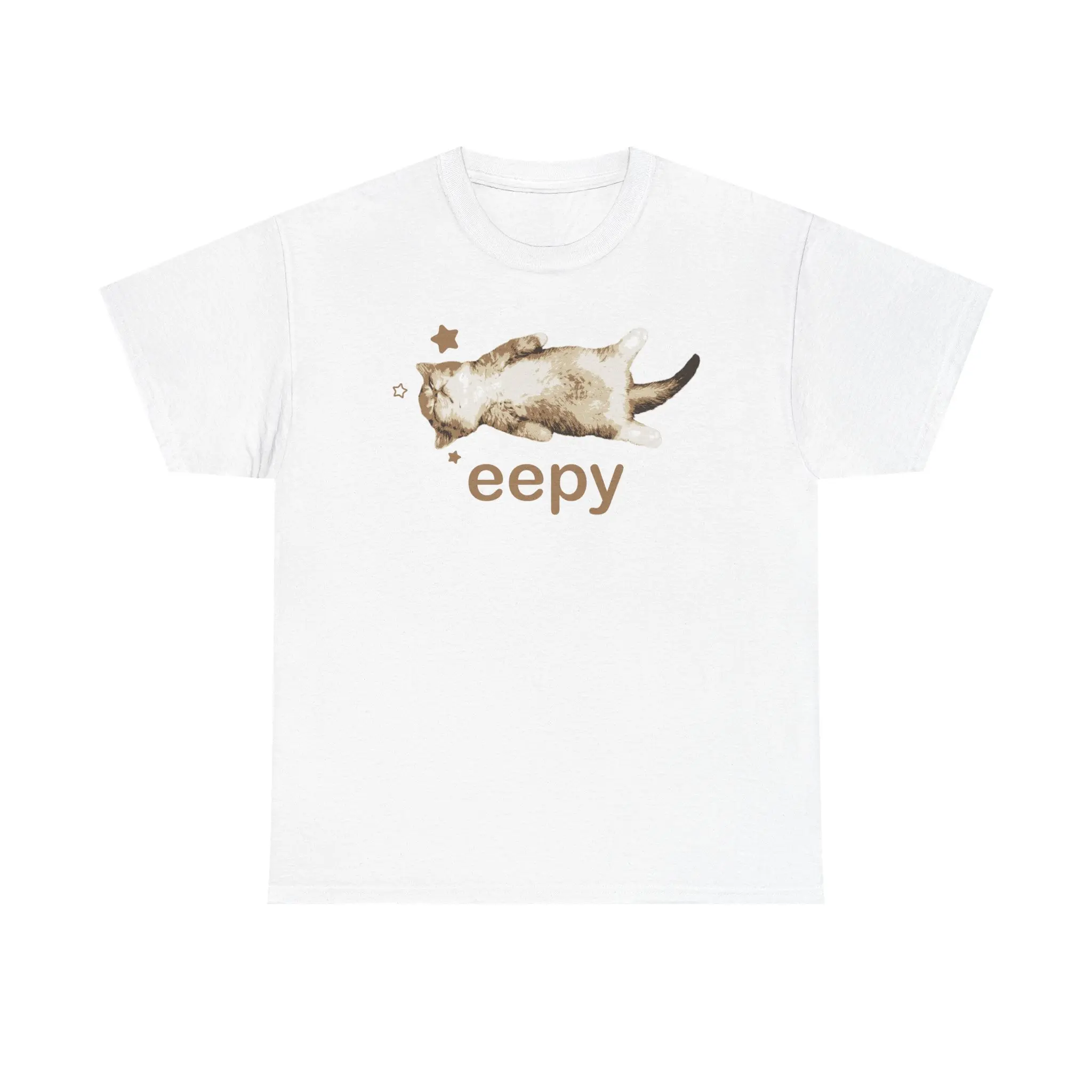 Eepy Cat Meme TShirt, 100% Cotton Shirt, Y2K Graphic T-Shirt Gift, Funny Kitten Tee, Gift T-Shirt Girlfriend, High Quality Cotton Top Crewneck