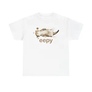 Eepy Cat Meme TShirt, 100% Cotton Shirt, Y2K Graphic T-Shirt Gift, Funny Kitten Tee, Gift T-Shirt Girlfriend, High Quality Cotton Top Crewneck