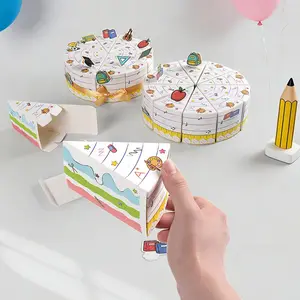 10 Piece School Theme Cake Slice Gift Box, Notebook Printed Candy Gift Box, Back-To-School Gift, Kids Birthday, First Day of School, Classroom Party Gift