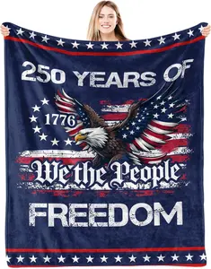 United States 250th Anniversary Decoration, 250th America Birthday Blanket 50X60, 250 Years Patriotic Throw Blankets for Sofa Couch Room Bed, Commemorative Independence Gift, 1776-2026