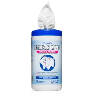 Squishface Wrinkle Wipes for Dogs - 80 Gentle Cleaning Wipes for Pugs & Bulldogs - Vet-Approved Safe & Convenient for Daily Use - Prevent Irritation & Infections