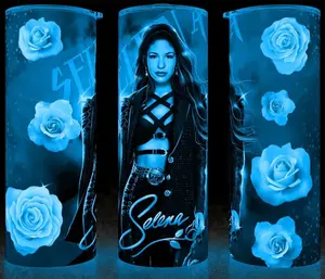 Glow in the Dark Selena Quintanilla Tejano Music Legend  Purple Floral Cup Mug Tumbler 20oz Drinkware Stainless Steel Insulated  Reusable Portable
