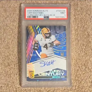 2025 PANINI DONRUSS ELITE #TOC-CSK CAM SKATTEBO RC TURN OF THE CENTURY BLUE /25 AUTO FOOTBALL CARD PSA MINT 9