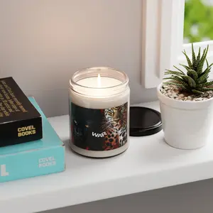 Scented Soy Candle, 9oz - 'WAR' Theme | Relaxing Aromatherapy, Home Decor, Unique Gift for Cat Lovers, Men and Women | Cozy Ambiance