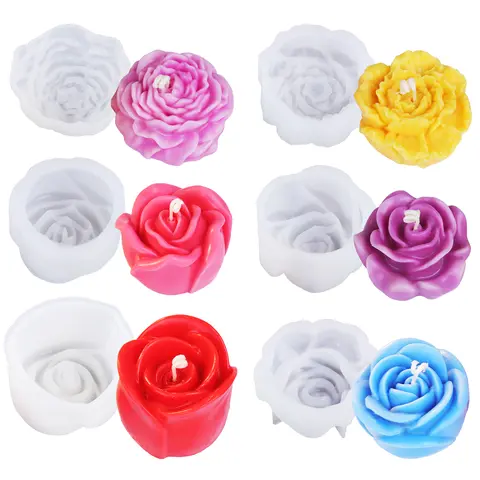 LET'S RESIN Flower Silicone Molds - 6 PCS Art Supplies for Adults, Candle Making Supplies, 400°F Heat Resistance Epoxy Crystal Cast Molds with Heavy-Duty Silicone, High Detail, Lifelike Blooms, Mirror-Smooth Peel
