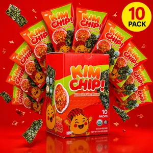 KIMCHIP! (10-Pack) Extra Spicy Seaweed Snacks - Korean Roasted Seaweed with Kimchi Flavor, Challege snack