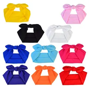 Women Hair Bands Bows Rabbit Ear Headwraps Turban Hairband Hair Accessories 10pcs Solid Color for Woman Girls