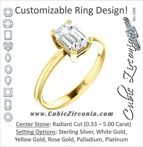 Cubic Zirconia Engagement Ring- The Venusia (Customizable Radiant Cut Solitaire with Thin Band)