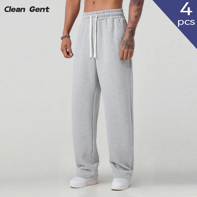 Clean Gent Men's Drawstring Waist Sports Sweatpants, Casual Regular Fit with Pockets, Classic Style Fashionable Comfortable Athletic Trousers Suitable for All Seasons, Men's Bottoms