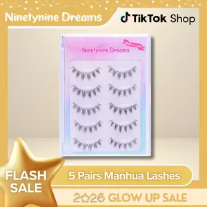 Ninetynine Dreams 5 Pairs Manhua Lashes | Natural Soft Anime Douyin Style Strip Lashes — Lightweight Ultra-Thin Clear Band, Reusable & Beginner Friendly Must-Have Makeup Essential