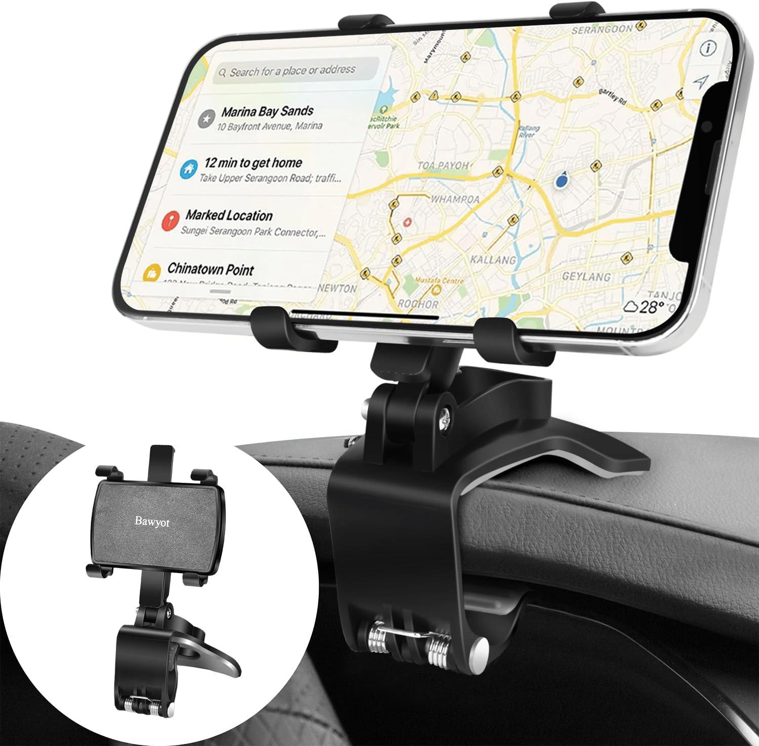 Car Phone Holder Dashboard Phone Mount 360 Degree Rotation Multifunctional Clip Design Car Universal Phone Mount Compatible with 4-7 inch cellphones-New