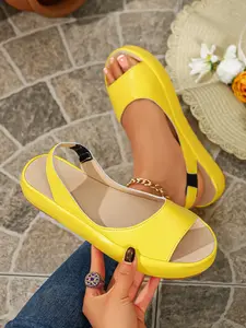 Women's Blue Thick Sole Flatform Fish Mouth Sandals, Summer Back Strap Platform Shoes, New 2026 Model, Open Toe, Casual Comfortable Footwear