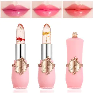 1-piece crystal jelly flower lipstick, magical temperature-changing lip gloss lipstick, PH transparent magic lipstick, long-lasting nourishing moisturizing Glossy lipstick