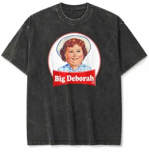 Vintage Washed Retro Cartoon Graphic Tee – Oversized Funny Streetwear T Shirt, DTG Printed 90s Vintage Tees, Humorous Graphic Tee Summer Fashion