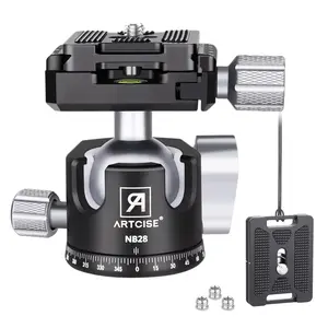 ARTCISE NB28 Low Profile Camera Tripod Ball Head, 28mm All Metal CNC Machining Panorama Ball Head with Two Quick Release Plates for Tripod, DSLR, Camcorder, Telescope，Max Load 22lbs/10kg