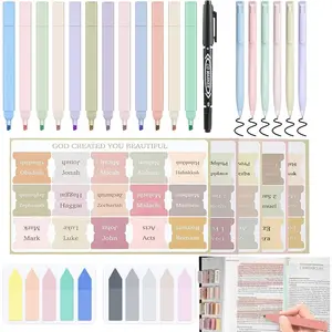25Pcs Bible Study Essentials Bundle with Highlighters, Colorful Gel Pens, Laminated Tabs & Sticky Notes Ideal for School and Bible Study Groups, Women & Men and Note-taking