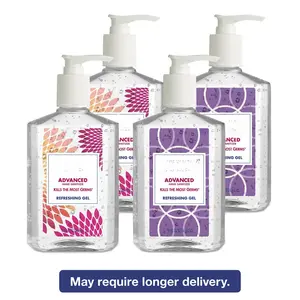 Advanced Hand Sanitizer Refreshing Gel Design Series, Clean Scent,Clear, 8 Fl Oz Pump Bottle (Pack of 4), 9652-06-ECDECO