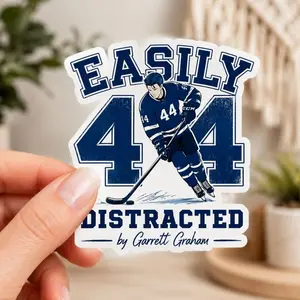 Easily Distracted by Number 44 Sticker | Hockey Romance Bookish Decal | Book Lover Waterproof Sticker