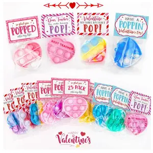 25 Pack Valentine’s Day Cards with Heart Pop Keychains – Bulk Fidget Toys Gift for Kids, Classroom Valentine Exchange, Party Favors for Toddlers, Girls & Boys