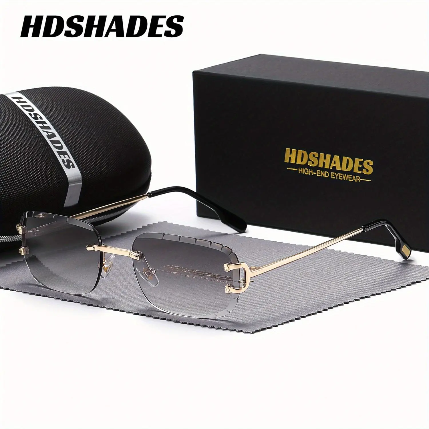 HDSHADES Unisex Literary Versatile Rimless Sunglasses Rectangle Frame Outdoor Sports Exercise Sunglasses UV400