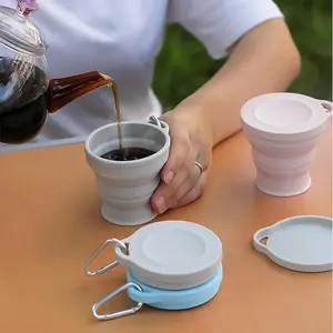 Silicone Portable Folding Cup Mini Retractable CupTeacup Outdoor Travel Coffee Telescopic Drinking Mug with Lid
