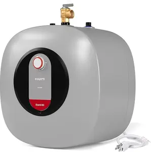 FOGATTI Electric Tank Water Heater, 8.0 Gallon Point of Use Instant Hot Water Heater 120V 1440W, Wall or Floor Mounted, Easy to Install Shower Set