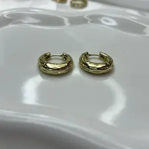 Chunky Huggie Earrings - Gold-Tone, Stylish Design, Perfect for Everyday Wear