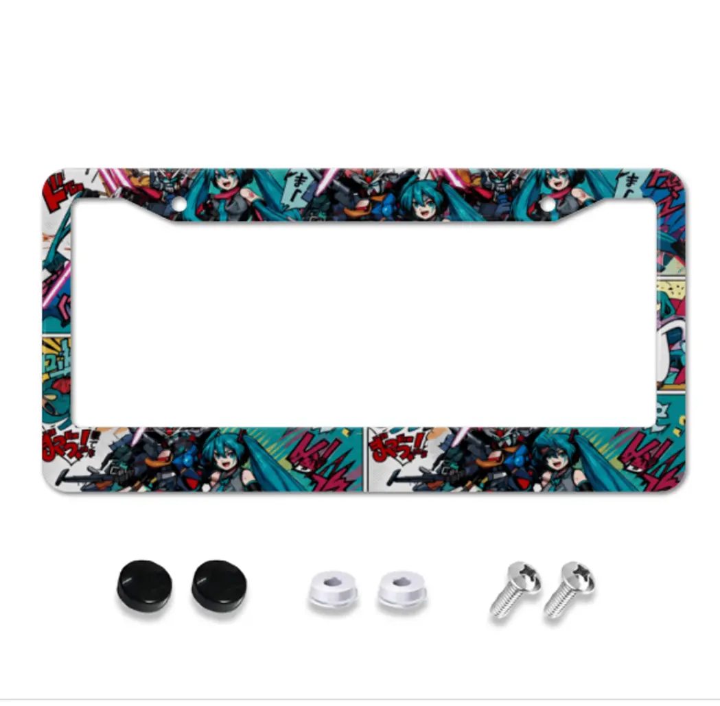 Anime Comic Panel License Plate Frame, Giant Robot Mecha Car Accessories, Manga Panel License Plate Holder, JDM Tag Holder
