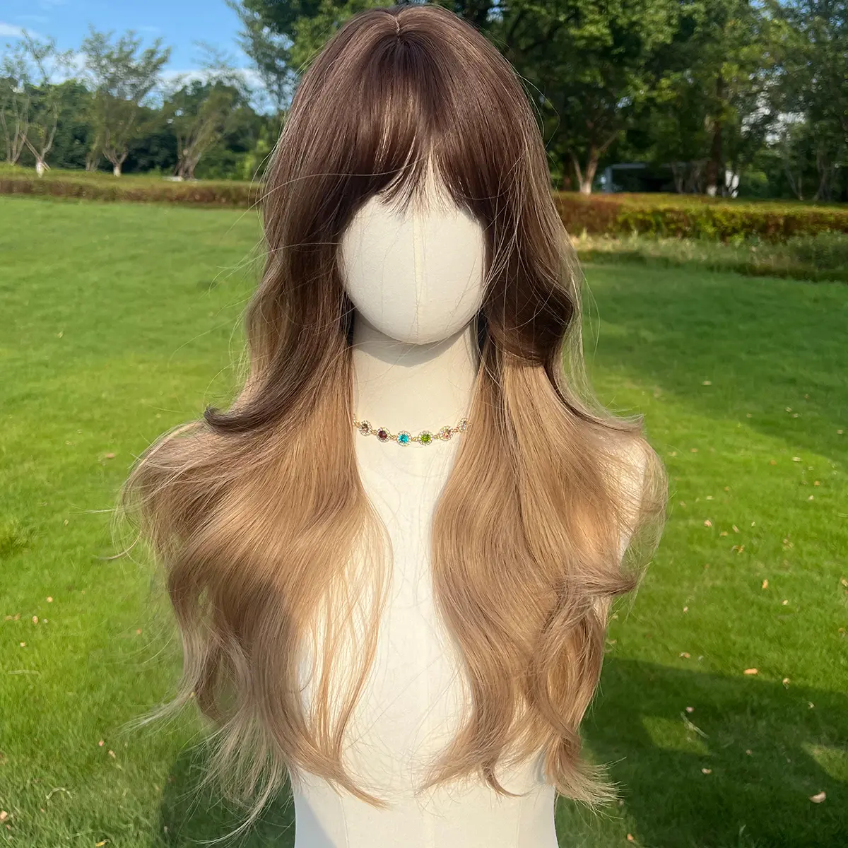 SMILCO/24-inch | Ombre Gold Loose Wave with Bangs | SM226-4
