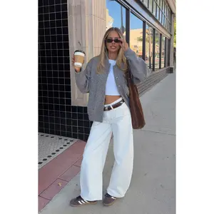 Warren Grey Boucle Button Up Bomber Jacket