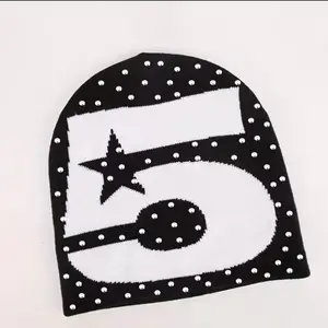 Rhinestone Star Beanie Y2K Streetwear Knit Hat Unisex