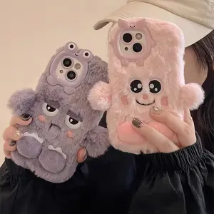 Adorable Plush Monster Phone Case Designed for Iphone 15 Pro Max, Featuring Big-Eyed Cartoon Characters, Perfect for.