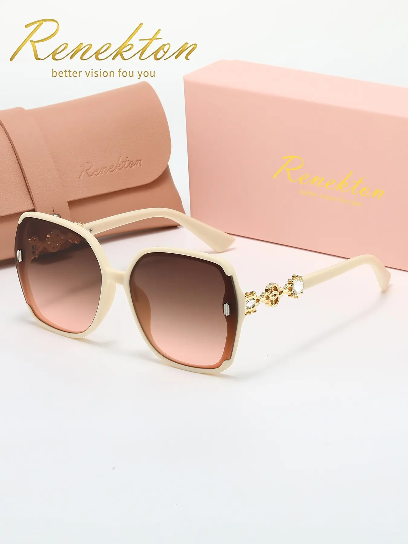 Renekton Women's Fashion Y2K Sunglasses, Imitated Diamond Decoration, Fashionable Sunglasses, Perfect for Summer Beach Travel & Daily Wear